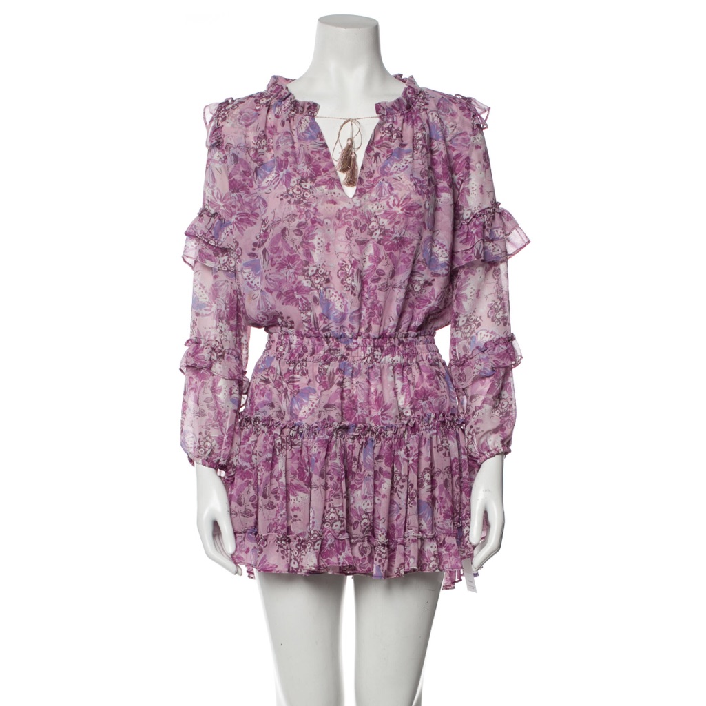 Misa Rizou Dress In Purple Floral - Size Xs
